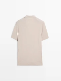Short sleeve textured knit polo shirt