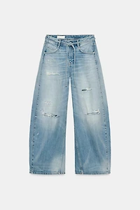 TRF MID-RISE RIPPED BAGGY JEANS