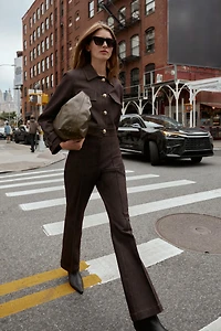 CONTRAST STITCH SEAM FLARE PANTS