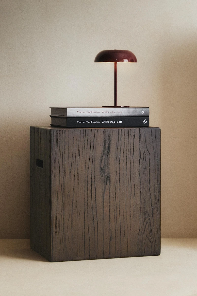 WOODEN CUBE SIDE TABLE