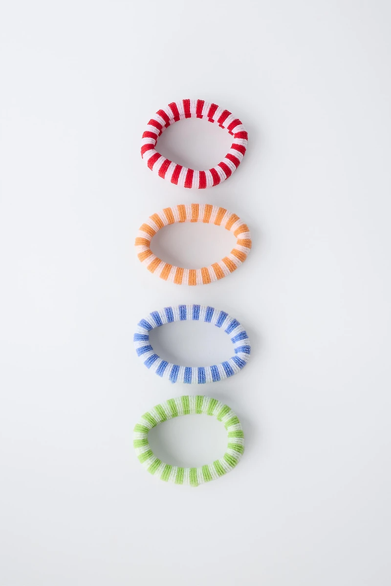 FOUR-PACK OF STRIPED SCRUNCHIES