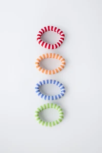 FOUR-PACK OF STRIPED SCRUNCHIES