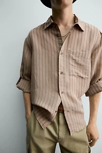 CHEMISE À RAYURES PATTES AUX MANCHES