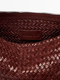 Nappa leather woven bucket bag