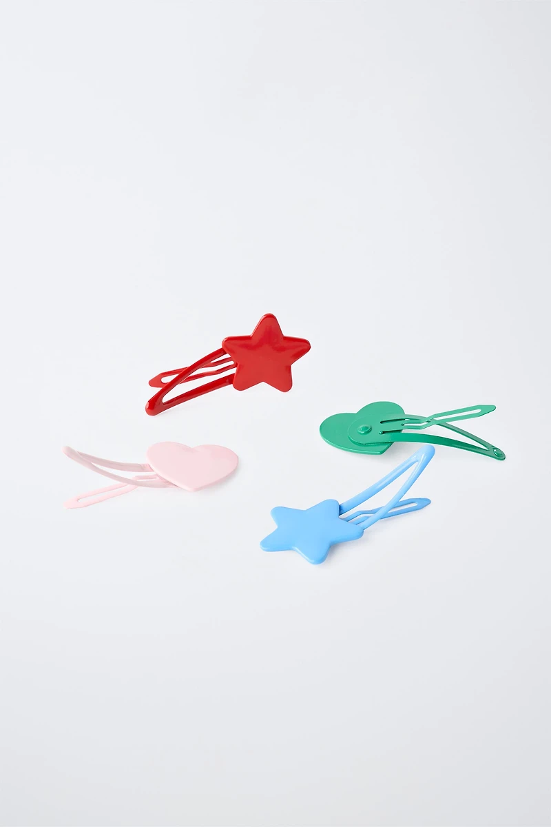 FOUR-PACK OF STAR AND HEART HAIR CLIPS
