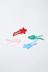 FOUR-PACK OF STAR AND HEART HAIR CLIPS