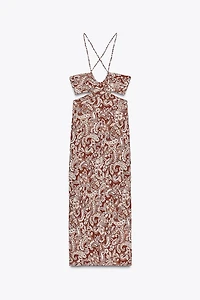 CUT OUT PRINT MIDI DRESS