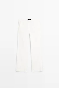 Linen kick flare fit pants