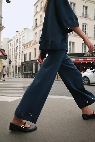 KNIT PANTS WITH OPENWORK EMBROIDERY