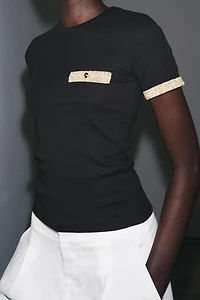 METALLIC THREAD T-SHIRT