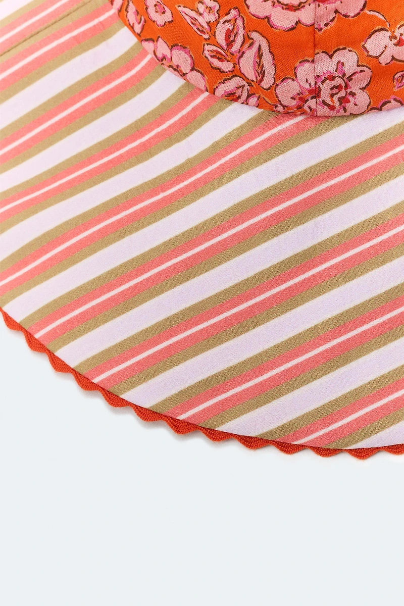 2-14 YEARS/ LIMITED EDITION FLORAL AND STRIPED HAT