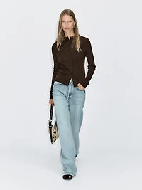 Ribbed wool blend cardigan