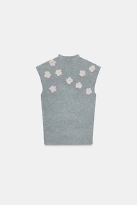 TOP FLEURS EN RELIEF BIJOUX