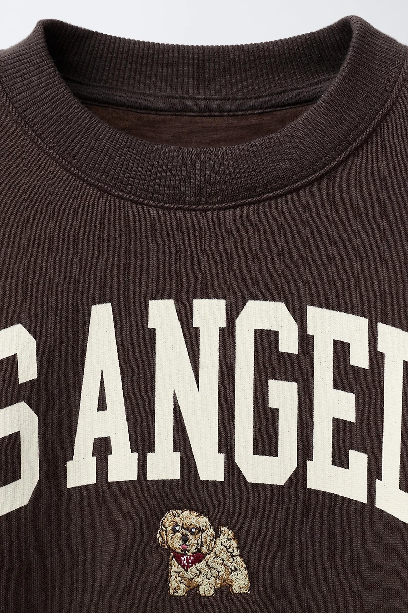 SWEAT INSCRIPTION ET CHIEN BRODÉS