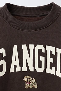 SWEAT INSCRIPTION ET CHIEN BRODÉS