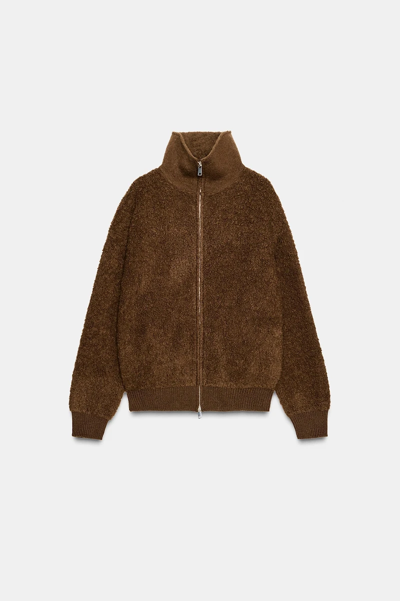 100% BOUCLÉ WOOL BOMBER JACKET