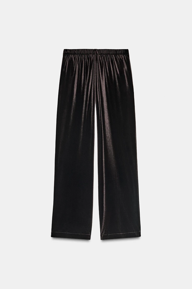 WIDE LEG VELVET PANTS