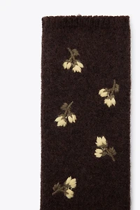 FLORAL EMBROIDERED KNIT MITTENS