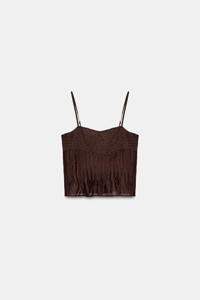EMBROIDERED STRAP TOP