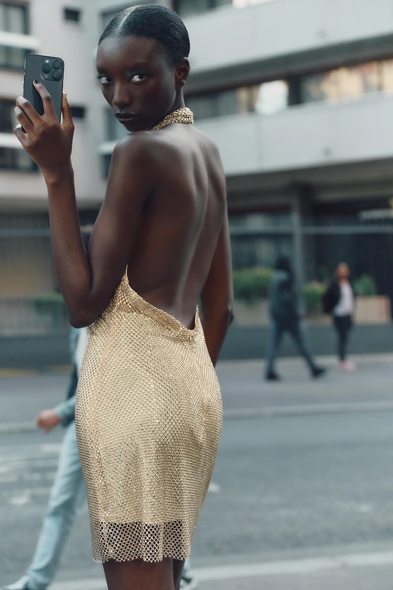 SPARKLY HALTER DRESS