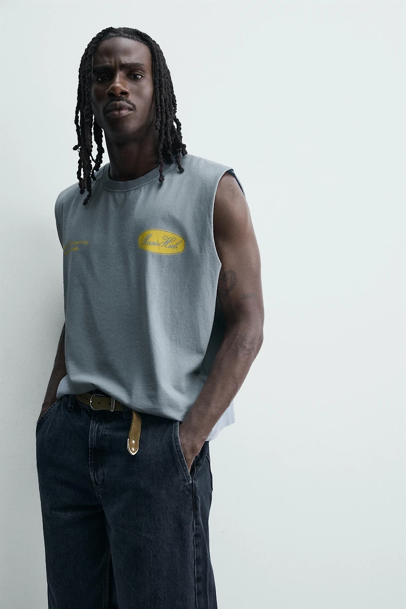 WASHED PRINTED TANK TOP
