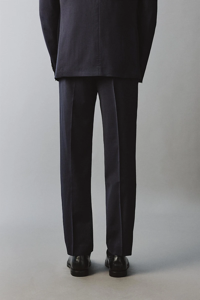 PANTALON DE COSTUME À RAYURES 100% LAINE
