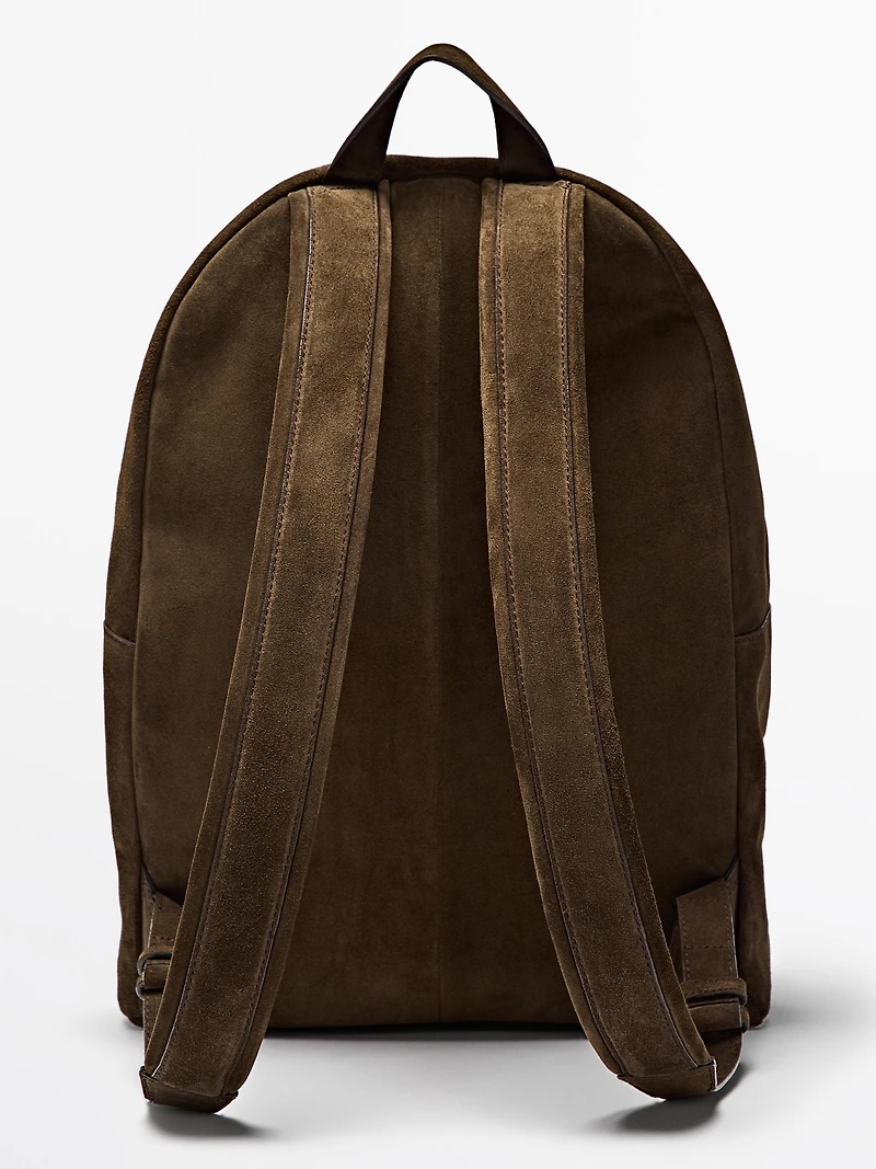 Suede leather backpack with zip
