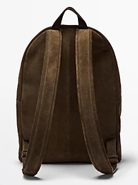 Suede leather backpack with zip