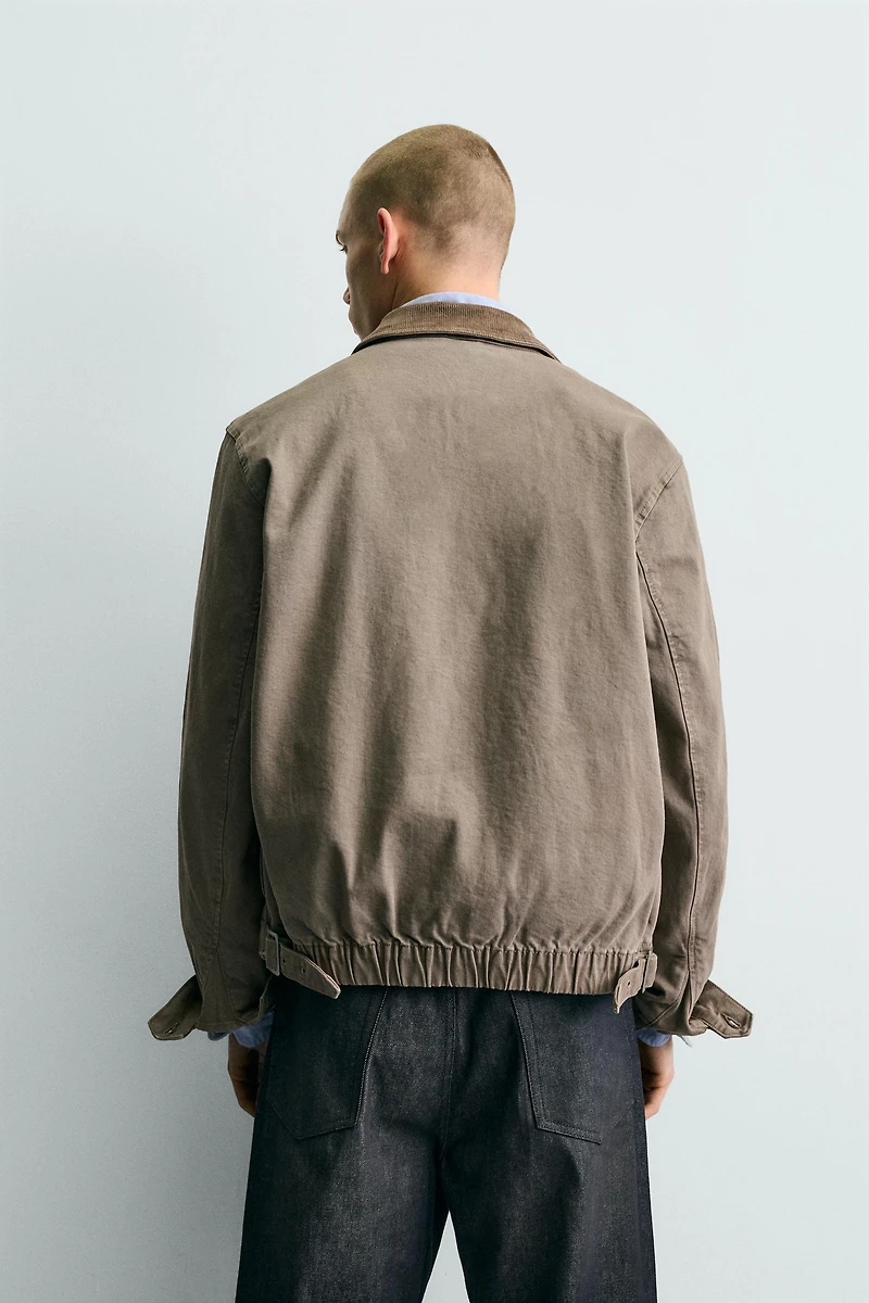 CROPPED FIT CORDUROY COLLAR JACKET