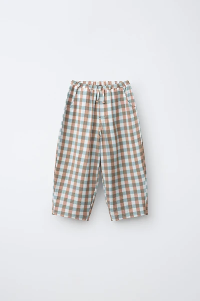 GINGHAM CHECK BALLOON TROUSERS