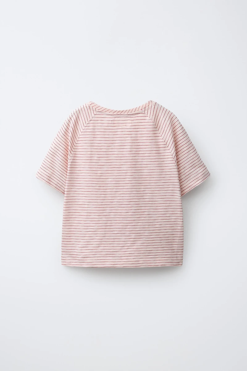 STRIPED RAGLAN SLEEVE T-SHIRT