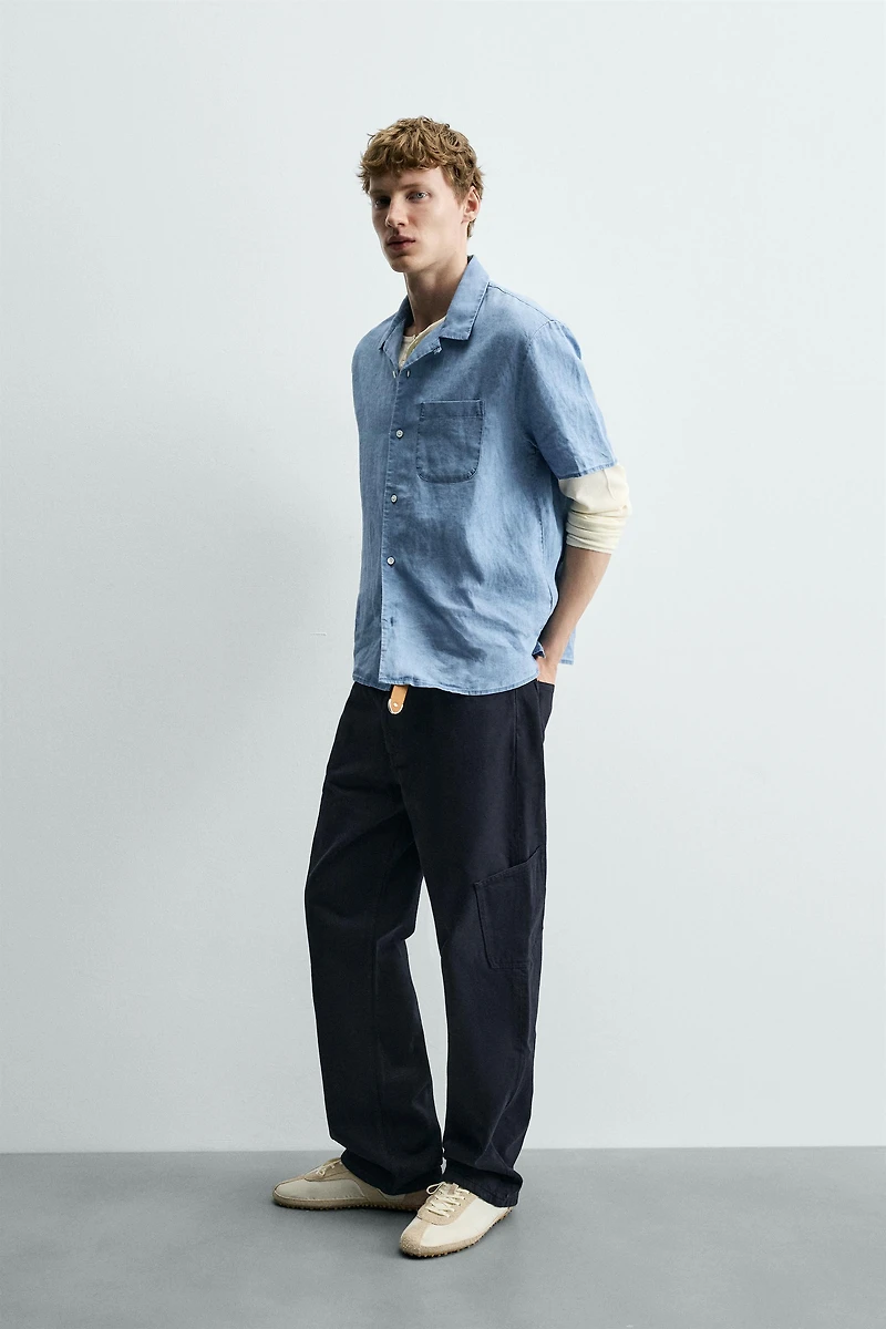 CHEMISE RELAXED FIT 100% LIN INDIGO