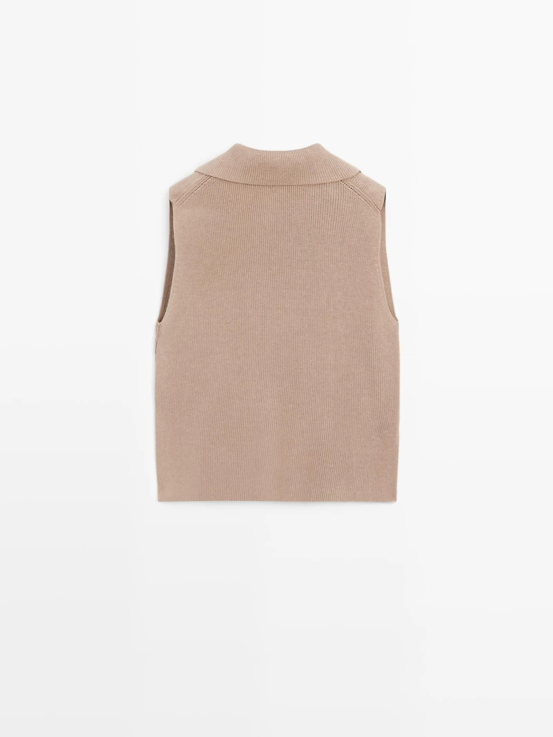 V-neck knit top