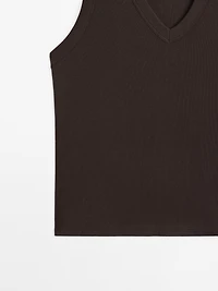 Mercerised cotton V-neck T-shirt