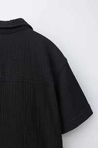 TEXTURED SPREAD COLLAR SHIRT