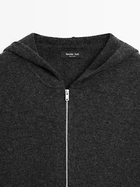 Zip-up knit cardigan with hood