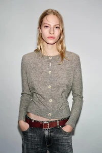 COMBINATION KNIT CARDIGAN WITH BELT