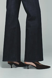 HIGH-WAISTED FAUX DENIM PANTS