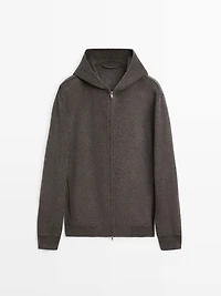 Wool blend double fabric hooded jacket