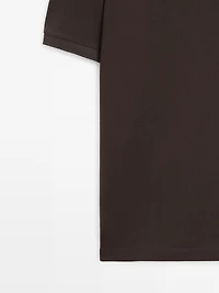 Micro textured cotton polo shirt