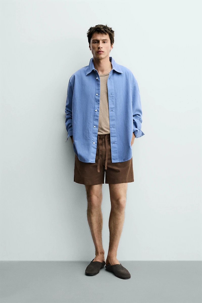 COTTON-LINEN RELAXED FIT SHORTS