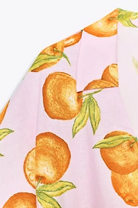 PRINTED CROPPED LINEN TOP
