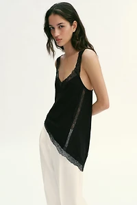TOP RUSTIQUE ASYMÉTRIQUE DENTELLE