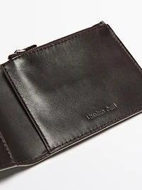 Portefeuille format paysage en cuir nappa