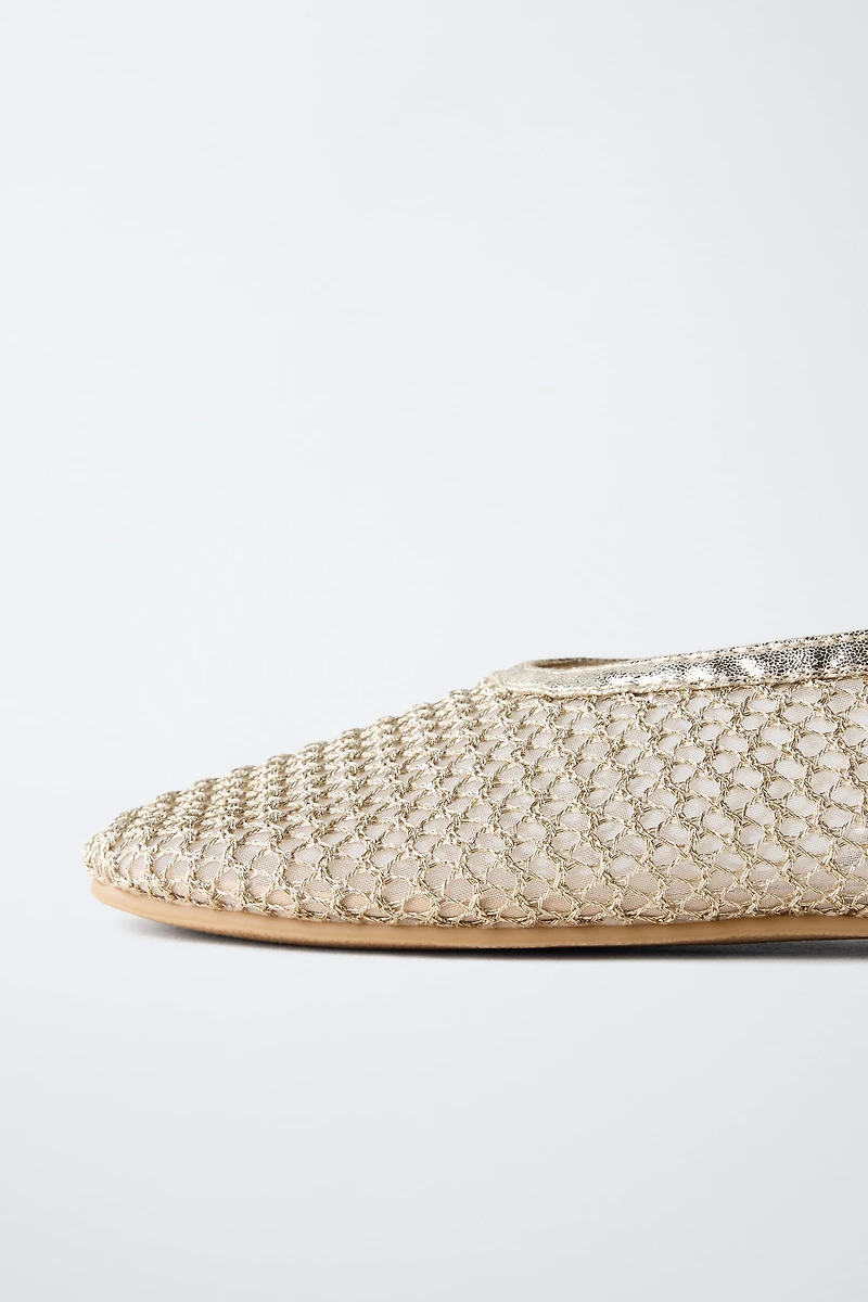 GOLD SLINGBACK BALLET FLATS