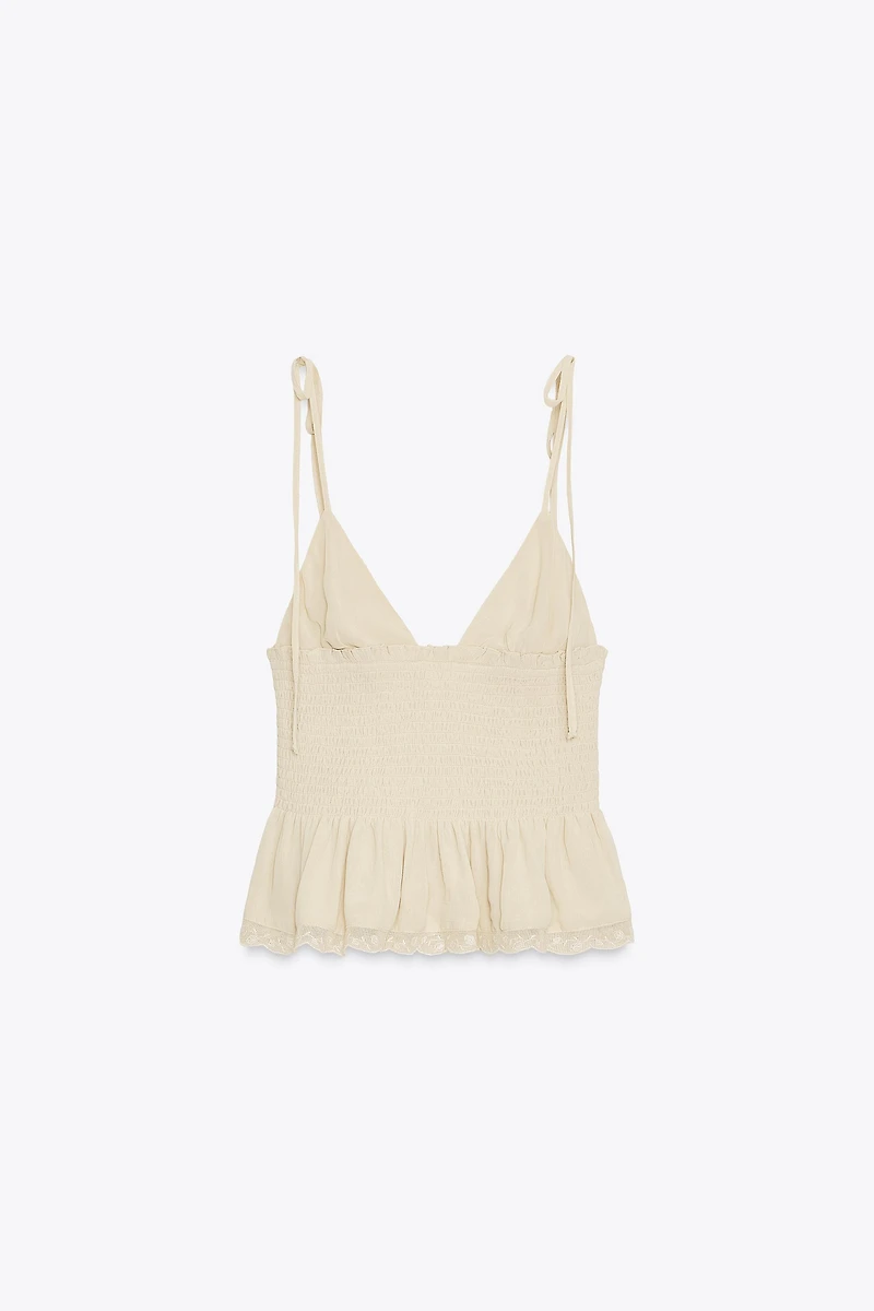 SMOCKED COMBINATION TOP