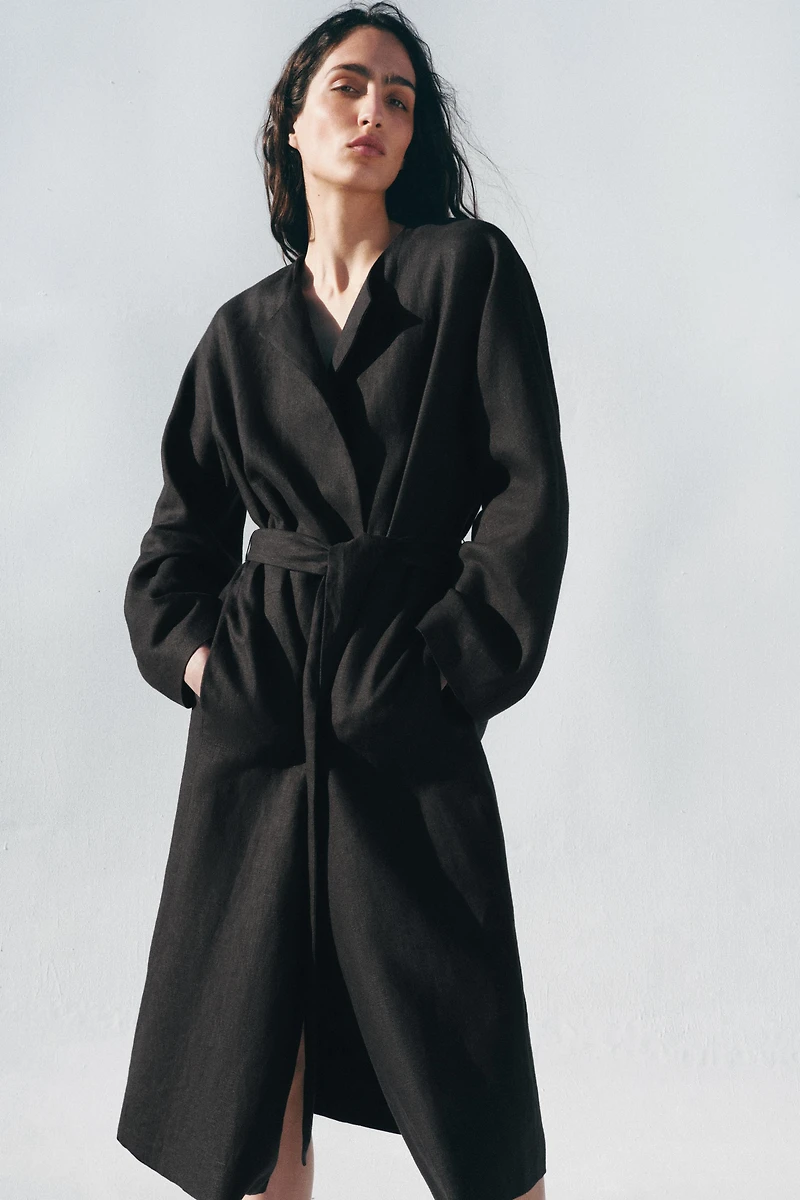 MANTEAU CEINTURE 100% LIN ZW COLLECTION
