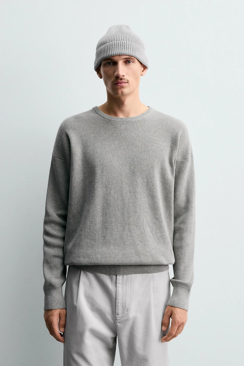 TEXTURED COTTON SWEATER