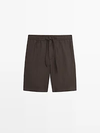 100% linen short Bermuda shorts