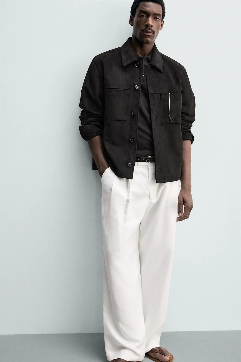 FAUX SUEDE REGULAR FIT OVERSHIRT